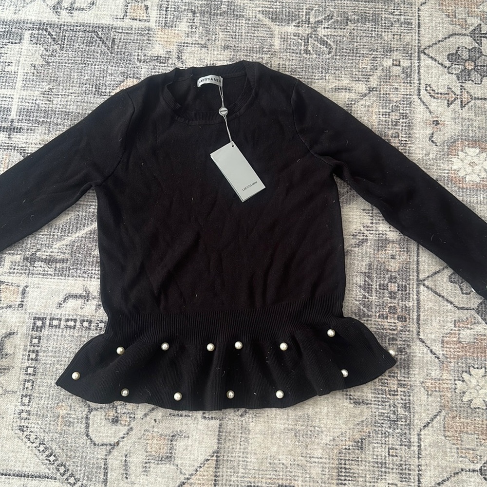 NWT Black Laetitia Mem Top L $128